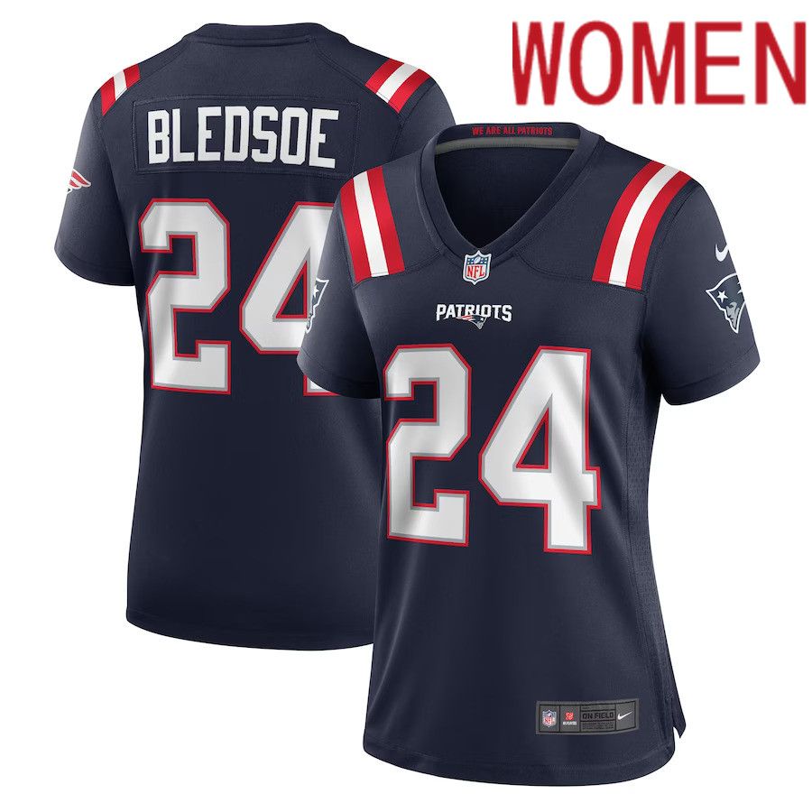 Women New England Patriots 24 Joshuah Bledsoe Nike Navy Game Player NFL Jersey